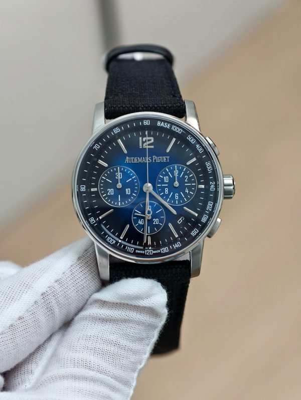 オーデマピゲ　レプリカ（APSファクトリー） コード 11.59クロノグラフ 26393　スモークブルー　ファブリックベルト　スーパーコピー最高峰