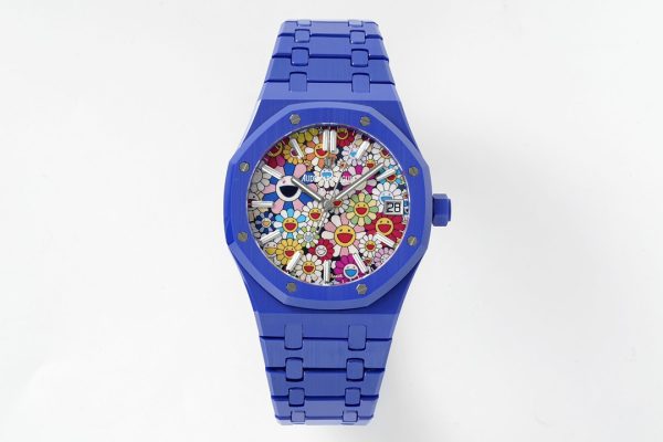 オーデマピゲ　レプリカ（APSファクトリー）ロイヤルオーク15500ブルーセラミック　村上隆 花柄ダイヤル　スーパーコピー最高峰